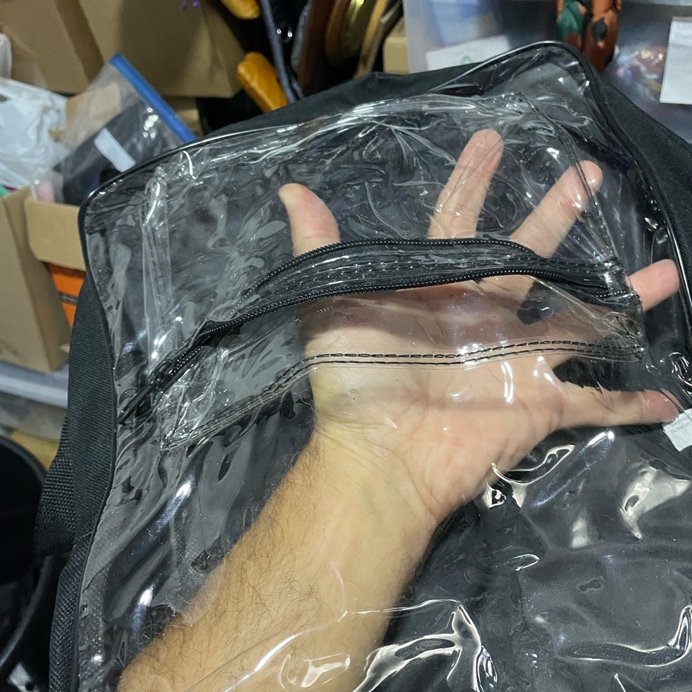 Clear back pack 
Great for airports